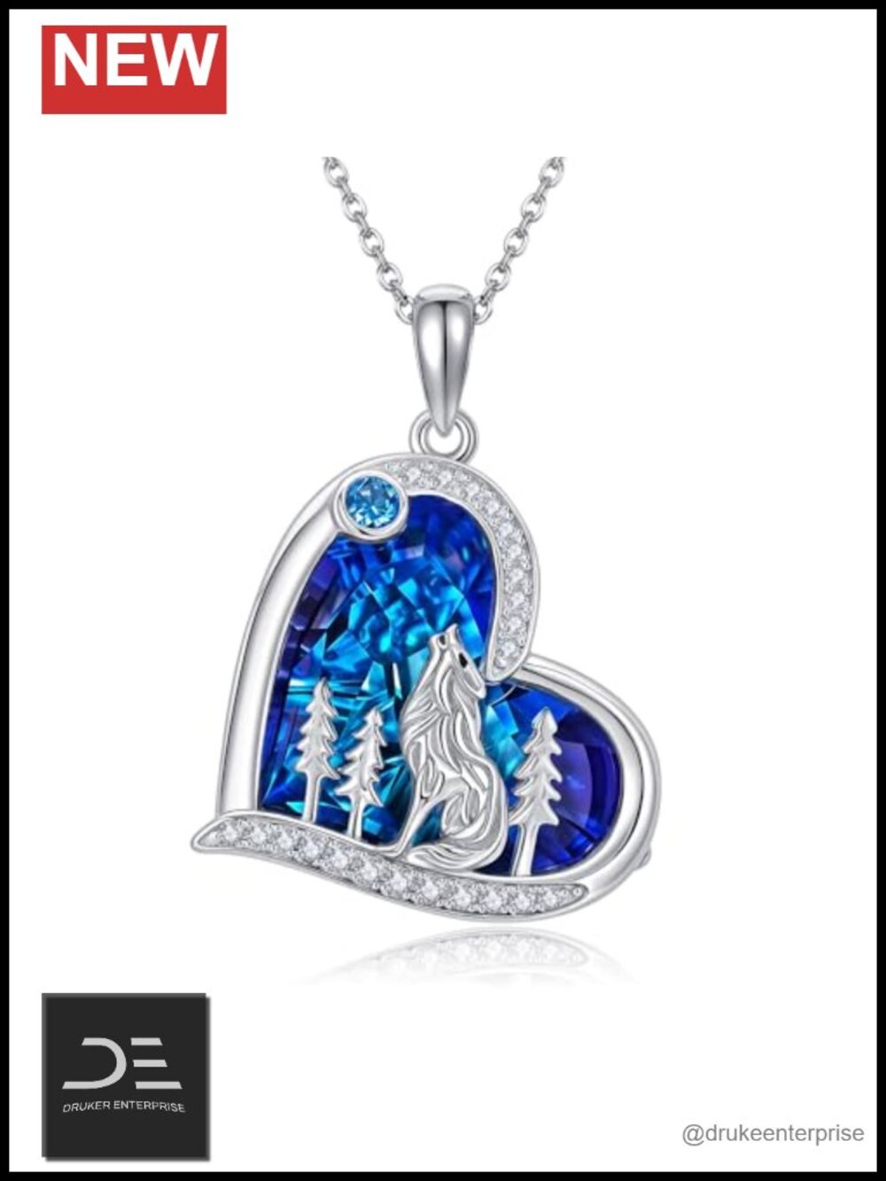 925 Sterling Silver Wolf Pendant Necklace for Women